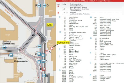 bus and trams stations in front of the main railway statation in Olomouc